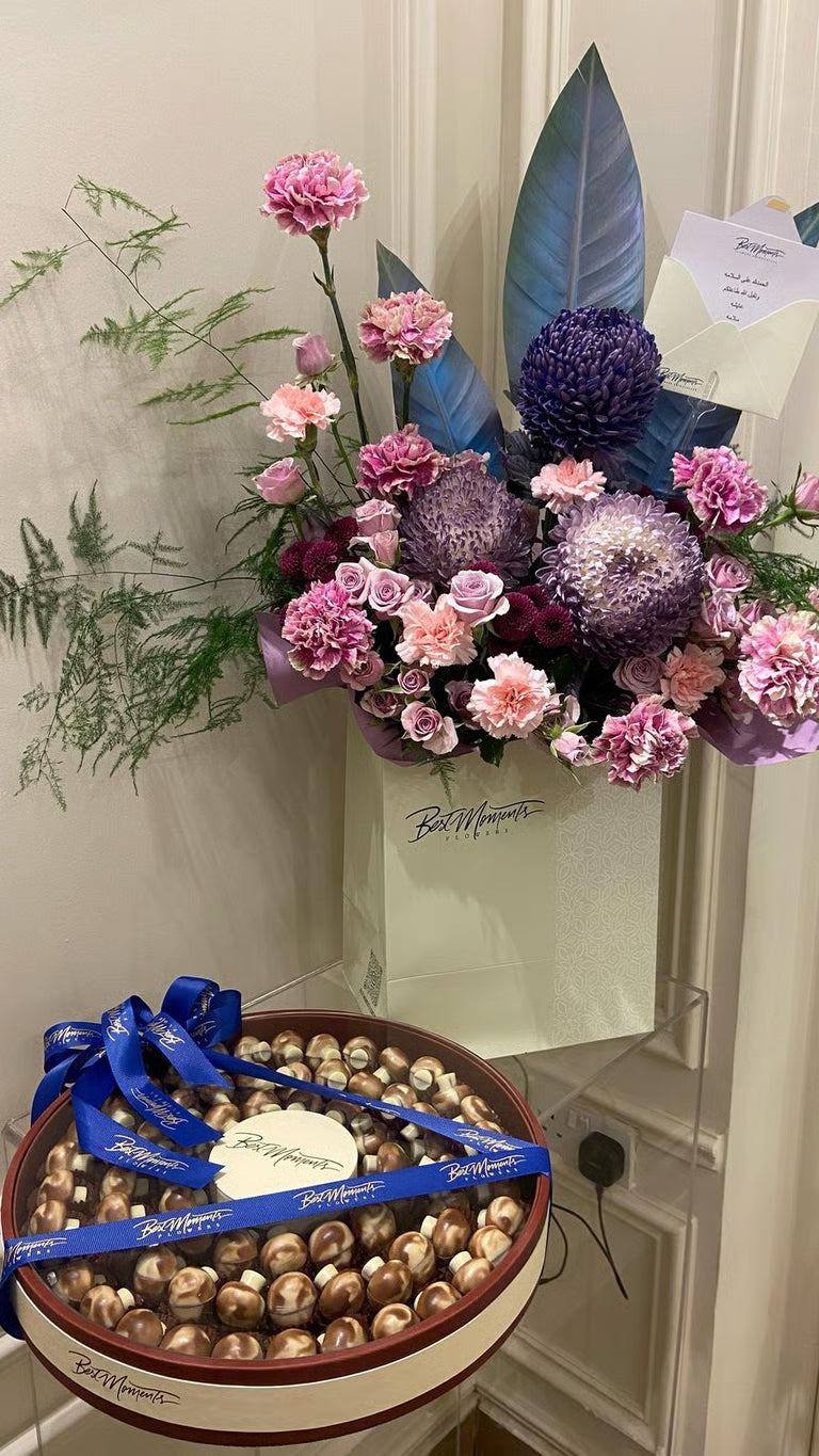 Special bouquet with round box mashroom